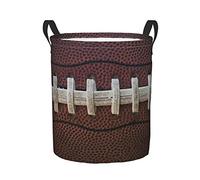 Dujiea Wäschekorb mit American Football-Motiv, rund, mit Griff, zusammenklappbar, Leinen-Aufbewahrungskorb, für Wäsche/Spielzeug, Organizer/Studentenwohnheim/Kinderzimmer/Dekoration (2 Größen)