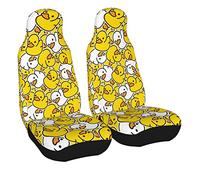 Dujiea Yellow Cartoon Duck Car Front Seat Covers 2 Pcs Universal Auto Seat Covers Front Seats Only, Vehicle Bucket Seat Protectors Fit for Most Car SUV Sedan and Truck