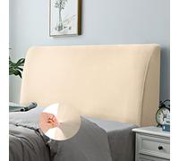 DUJUIKE Bed Slipcover, Stretch Bed Cover, Dustproof Protector for Linen Fabric Tufted Upholstered Headboard (Camel, Full Headboard Length (47"-55"))