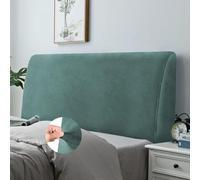 DUJUIKE Bed Slipcover, Stretch Cover, Dustproof Protector for Linen Fabric Tufted Upholstered Headboard (Cypress Green, King Headboard Length 79"-86")