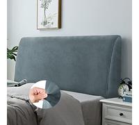 DUJUIKE Headboard Slipcover Full, Stretchy Bed Headboard Cover, Dustproof Protector Cover for Upholstered Headboard, Velvet Soft Smooth Fabric (Grey)