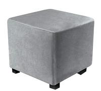 DUJUIKE Ottoman Covers Slipcover Square Ottoman Covers Protector for Footrest Foot Stool Furniture Stretch Comfortable Velvet with Elastic Bottom (Length & Width:33-46 cm, Height:38-46 cm, Light Grey)