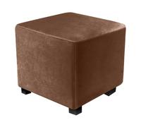 DUJUIKE Ottoman Covers Slipcover Square Ottoman Covers Protector for Footrest Foot Stool Furniture Stretch Comfortable Velvet with Elastic Bottom (Length & Width:33-46 cm, Height:38-46 cm, Brown)