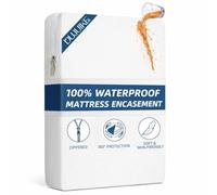 DUJUIKE Waterproof Mattress Cover, Zippered Mattress Protector, 100% Waterproof, Bed Bug and Dust Mite Repellent, Hypoallergenic, Double-Side Zippers (White, Super King: 180 x 200 x 20 cm)