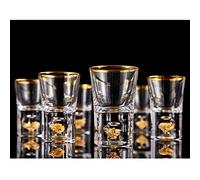 DUJUST Shot Glasses (45ml), Crystal Shot Glass Set Decorated with 24K Gold Leaf Flakes, Cool & Cute Shot Cups, BPA-Free & Lead-Free, Perfect for Décor & Collection, Gift Choices - 6 pcs