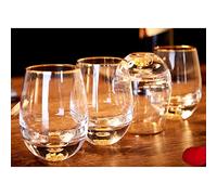 DUJUST Stemless Wine Glasses Set of 4 (14oz), Crystal Wine Glasses Decorated with 24K Gold Leaf Flakes, for Red & White Wine, Personalized & Unique Wine Sets Gifts for Women/Men- 4 pcs