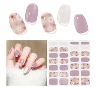 DUKASOU Gel Nail Stickers,28 Pcs Flowers Semi Cured Gel Nail Strips (Secret Garden), Long Lasting Stickers Self Adhesive UV Light/LED Lamp Required,Easy to Apply Remove