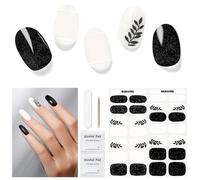 DUKASOU Gel Nail Stickers,28 Pcs Semi Cured Gel Nail Strips UV Light/LED Lamp Required,Long Lasting Nail Polish Stickers Falling Leaves,Gel Nail Wraps Self Adhesive,Easy to Apply Remove