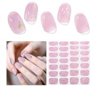 DUKASOU Gel Nail Stickers,28 Pcs Semi Cured Gel Nail Strips UV Light/LED Lamp Required,Long Lasting Polish Stickers Self Adhesive,Easy to Apply Remove（Fragmented Glitter）