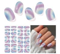 DUKASOU Gel Nail Strips - 28 pcs Gel Nail Stickers-Full Wraps- Salon Quality Soft Holy Gels Nails Stickers UV- Long Lasting, UV Lamp Compatible, Easy to Carry & Use & Remove