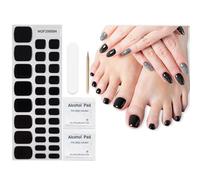 DUKASOU Nail Foil UV Hardening - Toenails for Gluing, UV Gel Nail Foil, Self-Adhesive Nail Stickers, Set of 2, UV Lamp Required, Long Lasting (Dark Night)