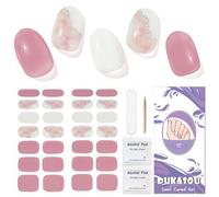DUKASOU Semi Cured Gel Nail Strips, 28 pcs Gel Nail Strips Work with Any UV Lamp, Salon Quality UV Nails Stickers, Easy to Apply for Home