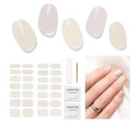 DUKASOU Semi Cured Gel Nail Strips, 28 pcs Gel Nail Strips Work with Any UV Lamp, Salon Quality UV Nails Stickers, Easy to Apply for Home Nails DIY