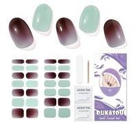 DUKASOU Semi Cured Gel Nail Strips, 28 pcs Gel Nail Strips Work with Any UV Lamp, Salon Quality UV Nails Stickers, Easy to Apply for Home Nails DIY