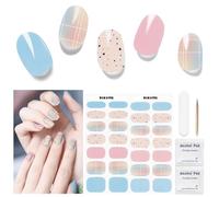 DUKASOU Semi Cured Gel Nail Strips, 28 pcs Gel Nail Strips Work with Any UV Lamp, Salon Quality UV Nails Stickers, Easy to Apply for Home Nails DIY