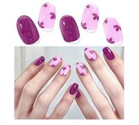 DUKASOU Semi Cured Gel Nail Strips Flowers Nail Stickers with UV/LED Lamp Requried Nails Art Stickers Decal Accessories Easy to Apply (Rose red)