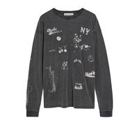 Duke And Dexter Sketch Printed Long Sleeve Cotton T-shirt - Grey - XL