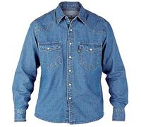 Duke Clothing Co. D555 Men's Adult Western Style Long-Sleeved Denim Shirt (Stonewash Blue, 4XL (Plus Size))