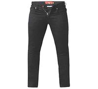 Duke D555 Mens Big Size Tapered Fit Stretch Jeans in Black (Claude) in 52W x 32L