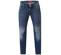 DUKE D555 Mens Big Size Tapered Fit Stretch Jeans in Dark Blue Stonewash (Ambrose) in 48W x 32L