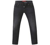 Duke London D555 Mens Big Size Tapered Fit Stretch Jeans in Grey Stonewash (Benson) in 46W x 32L