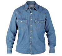 Duke D555 Mens Kingsize Denim Shirt Chest Pockets Full Sleeves Buttons Collar Stonewash Blue 7XL (Western)
