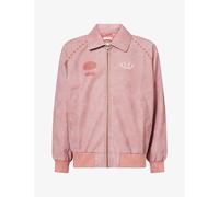 Duke & Dexter Mens Duke & Dexter Dr4 Sunfaded Studded Faux-Leather Bomber Jacket Rose S