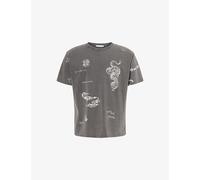 Duke & Dexter Mens Duke & Dexter Sketch-Print Oversized Cotton T-Shirt Grey XL
