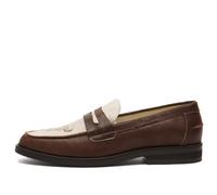 Duke + Dexter Men's Wilde Cracked Bison Skull Penny Loafer Brown/White