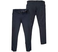 Duke London D555 Mens Big Size Stretch Chino Trousers with Extenda Waist in Navy in 60W x 33L