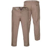 Duke London D555 Mens Big Size Stretch Chino Trousers with Extenda Waist in Stone in 44W x 33L