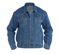 Duke London Mens Big King Size Western Trucker Denim Jacket, Stonewash, 4XL