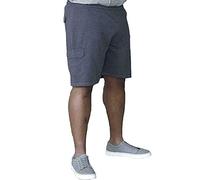 Duke London Men's Big Plus King Size Cargo Cotton Sweat Shorts Grey XXXXXL