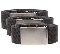 Duke London Mens Big Size 3 Pack Plain Webbing Belt in Black in 4XL