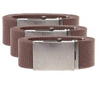 Duke London Mens Big Size 3 Pack Plain Webbing Belt in Brown in 2XL