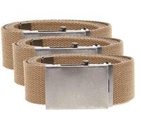Duke London Mens Big Size 3 Pack Plain Webbing Belt in Khaki in 6XL