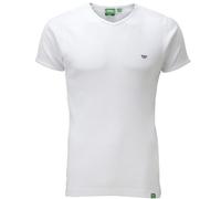 Duke London Mens Ribbed V-Neck T-Shirt - White - Medium