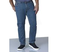 Duke London Mens Stretch Comfort Fit Stonewash Blue Jeans (Bailey)