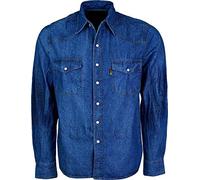 Duke London Western Mens Stonewash Denim Shirt - Stonewash - 3XL