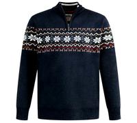 Duke Mens D555 Edinson Fair Isle Quarter Zip Kingsize Sweatshirt - Navy Marl - Navy Marl - 2XL