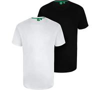 Duke Men's D555 Fenton Crew Neck T-Shirt Twin Pack in Black & Grey - Plus Size