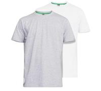 Duke Men's D555 Fenton T-Shirt Twin Pack in Grey & White - Plus Size