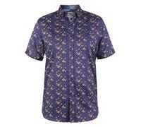 Duke Mens D555 Kingston Floral Kingsize Short-Sleeved Shirt - Navy/Brown - Navy/Brown - 5XL