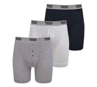 Duke Mens D555 London Driver Cotton Boxer Shorts (Pack of 3) - Black/White/Grey - Small - Black/White/Grey
