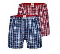 Duke Mens D555 Plaid Woven Kingsize Boxer Shorts (Pack of 2) - Navy Blue/Red - 4XL - Navy Blue/Red
