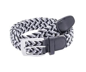 Duke Mens D555 Quinn Braided Stretch Belt - Grey/White/Black - 8XL - Grey/White/Black - 100% Polyester