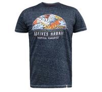 Duke Mens D555 Upton Hawaii Leaf Print Kingsize T-Shirt - Navy Twist - 3XL - Navy Twist