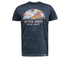 Duke Mens D555 Upton Hawaii Leaf Print Kingsize T-Shirt - Navy Twist - 5XL - Navy Twist