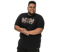 Duke Mens Leamington Tiger Eyes Print Crew Neck T-Shirt - Black - 6XL