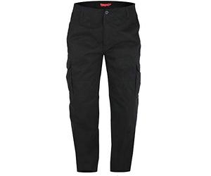 Duke Mens Robert-D555 Peached and Washed Cotton Cargo Trousers (54R) (Black)